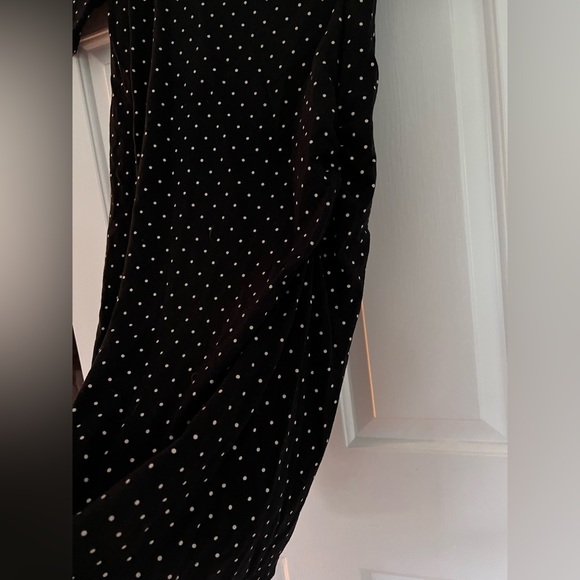 Black maternity wrap dress midi length fitted wrap dress small polka dot - Picture 3 of 6